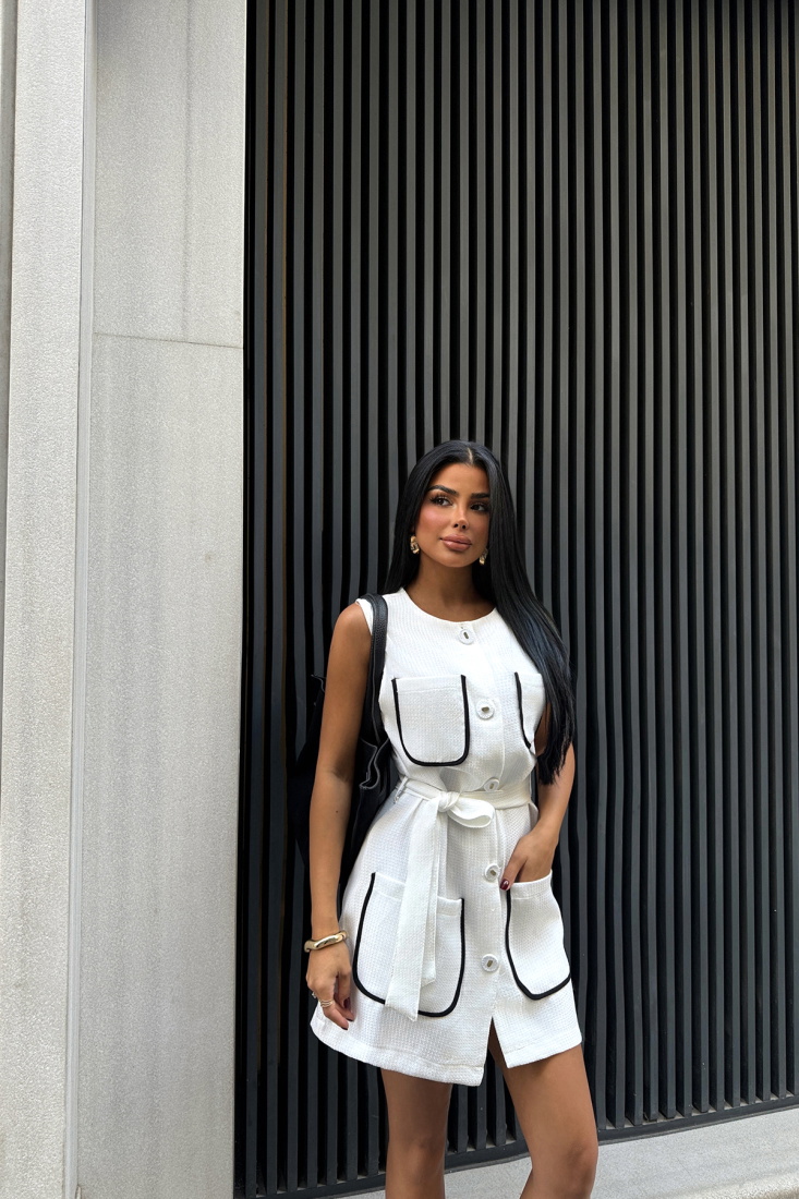 Beyaz Sonia Elbise ATE-1558 - EYYO