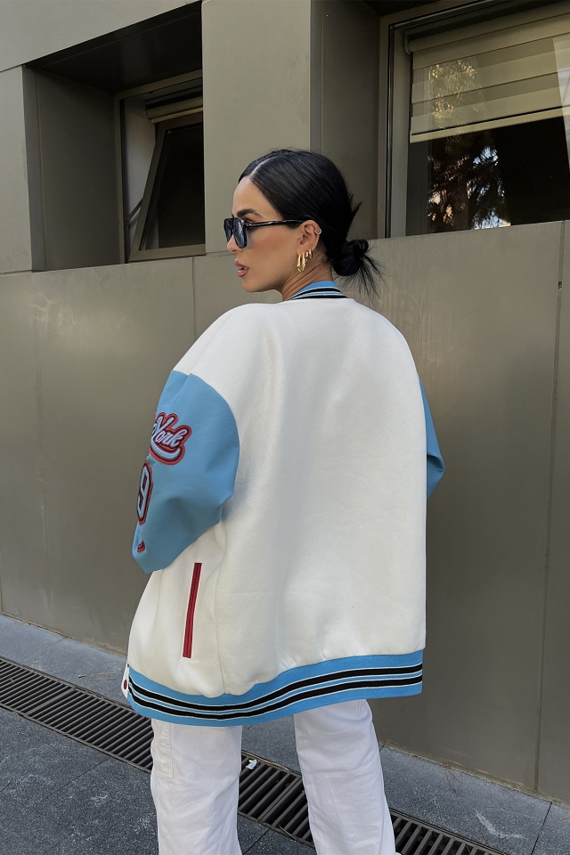 Beyaz Kolları Basklı Kolej Ceket ATE2316 - 5