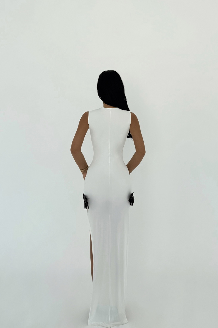 Beyaz Gloria Fiyonk Detay Elbise ATE-1013 - EYYO