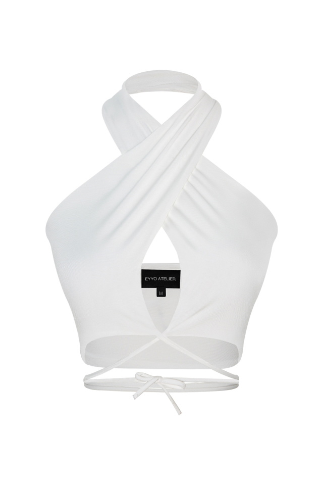 Lina Beyaz Crop Top EY823 - 2
