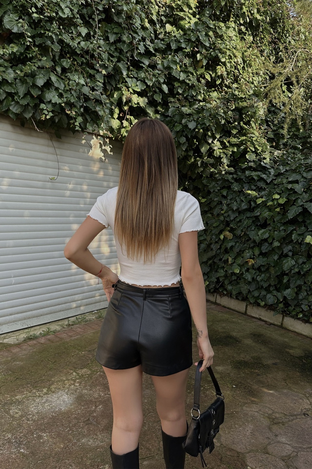 Beyaz los Angeles Baskılı Crop Top ATE4339 - 3