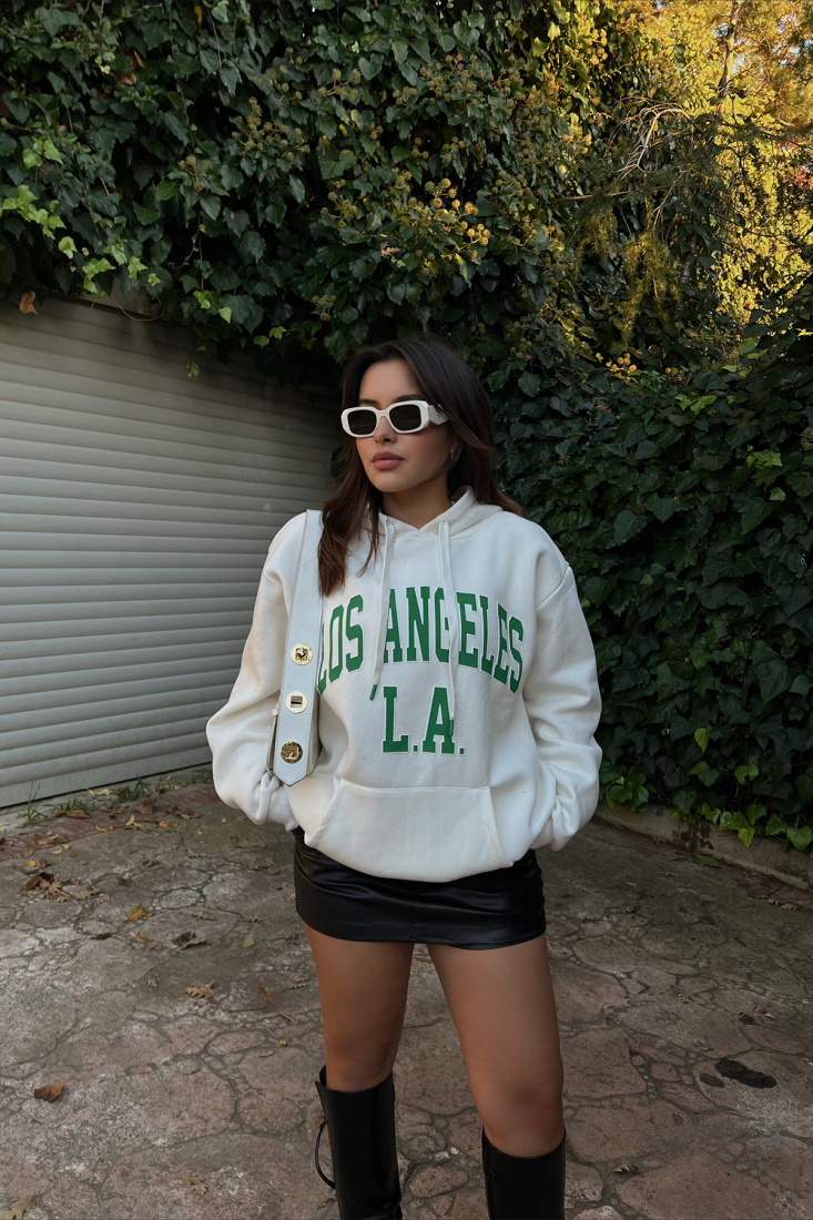 Beyaz Los Angeles Baskılı Sweat ATE2501 - EYYO
