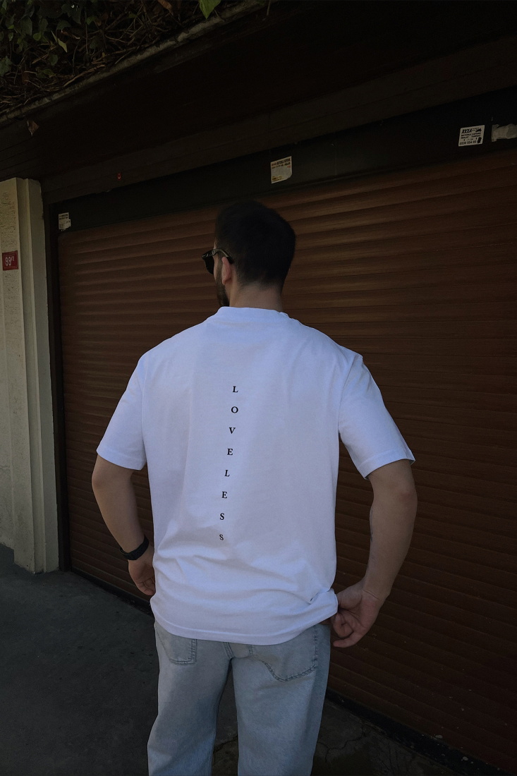 Beyaz Loveless Yazılı Tişört ATE5017 - EYYO