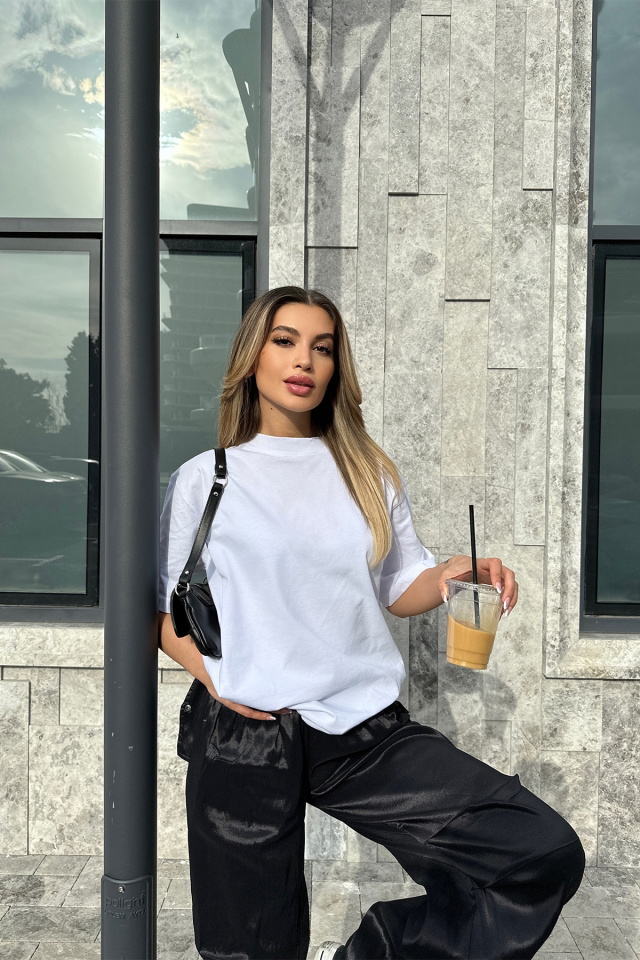 Beyaz Loveless Yazılı Tişört ATE6097 - 