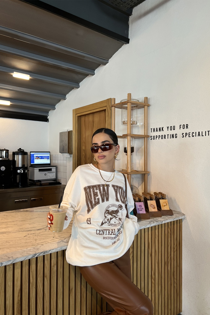 Beyaz New York Baskılı Sweat ATE2413 - EYYO