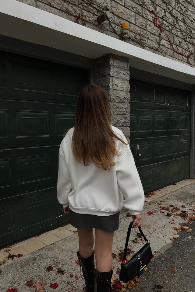 Beyaz New York Baskılı Sweat ATE2589 - 7