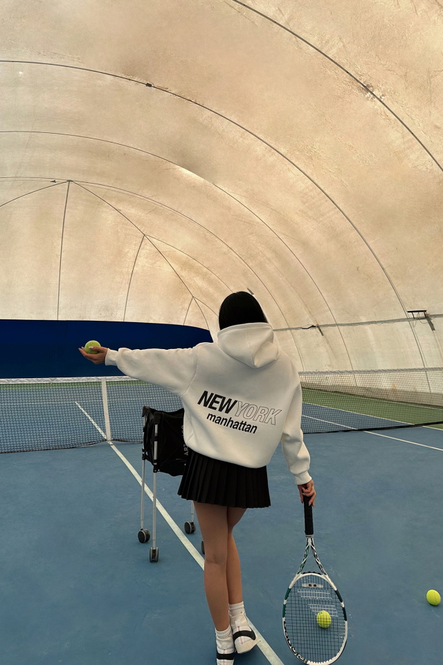 Beyaz New York Yazılı Kapşonlu Sweat ATE-0447 - 3