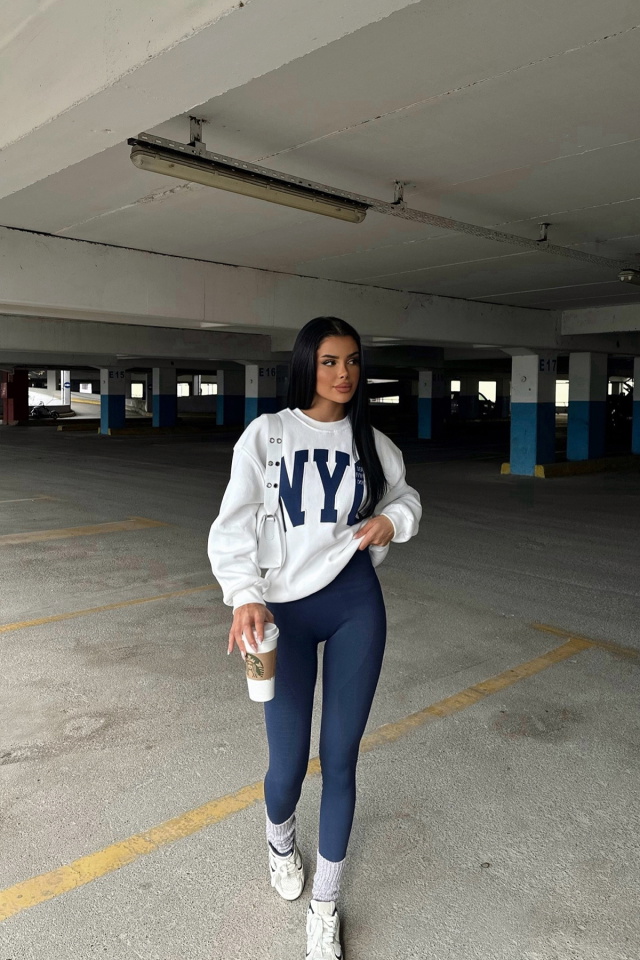 Beyaz NYC Baskılı Sweat ATE-0250 - 4
