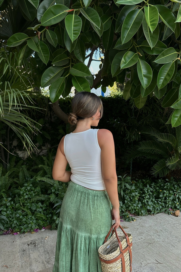 Beyaz Önden Bağlamalı Crop Top ATE7907 - EYYO