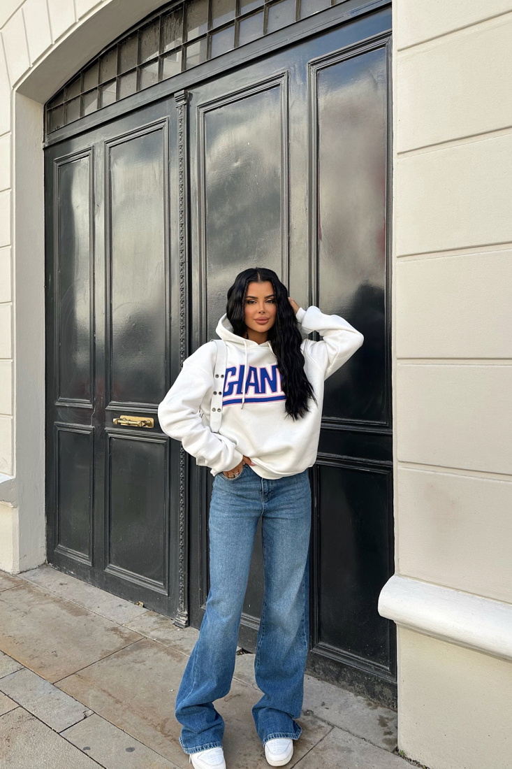 Beyaz Önü Baskılı Kapşonlu Sweat ATE-0266 - KTN