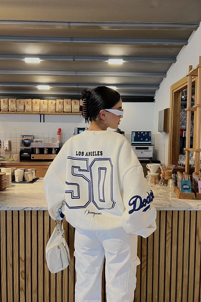 Beyaz Önü Baskılı Sweat ATE3496 - 1