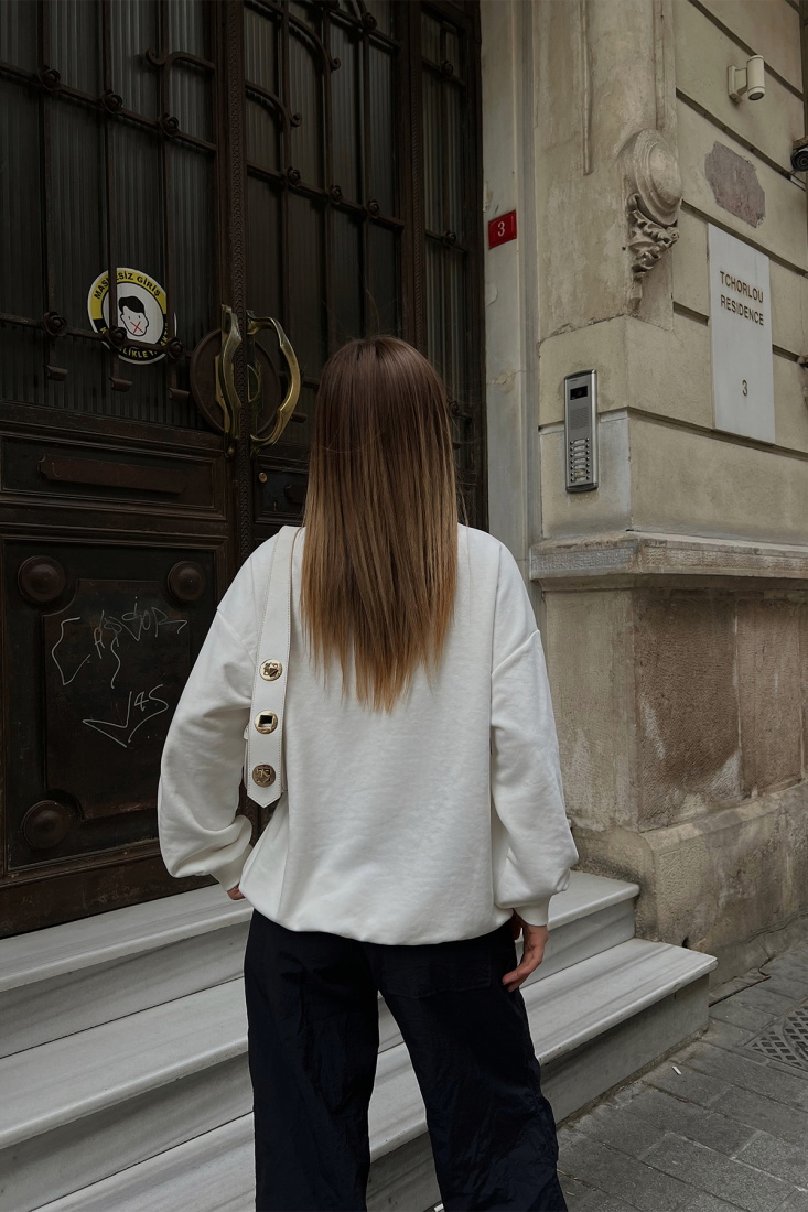 Beyaz Önü Baskılı Sweat ATE4156 - EYYO