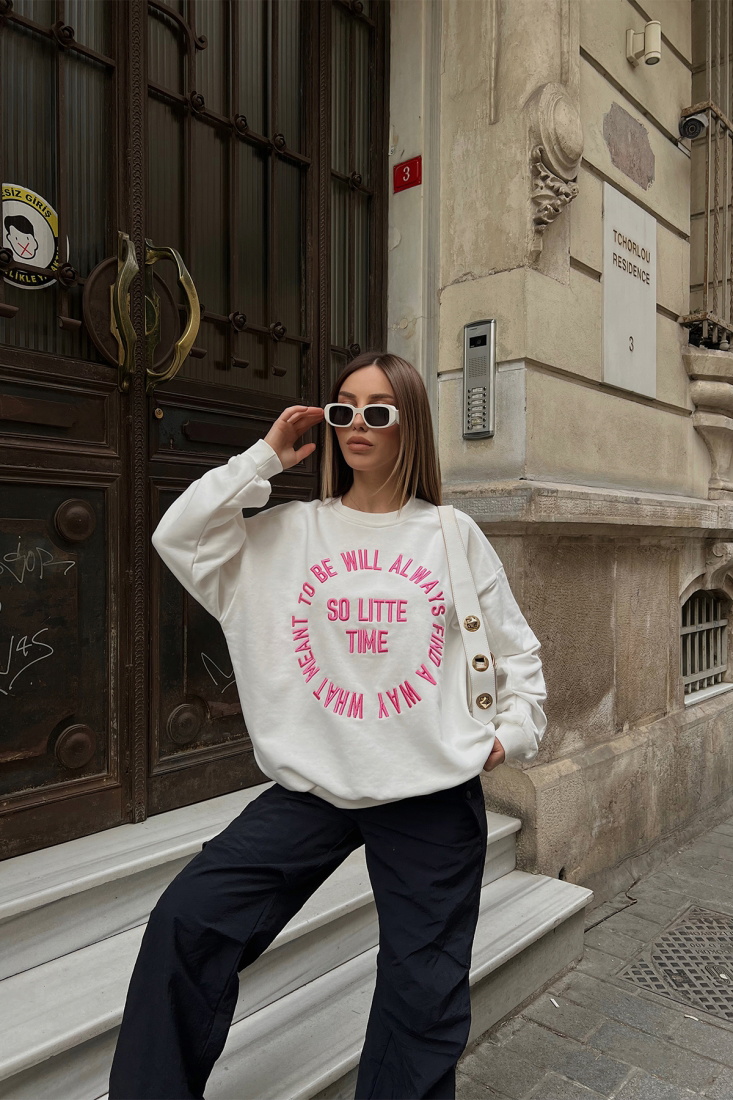 Beyaz Önü Baskılı Sweat ATE4156 - EYYO