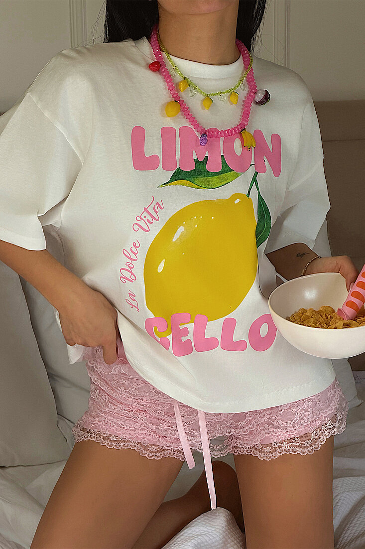 Beyaz Önü Baskılı Tişört ATE-5276 - EYYO