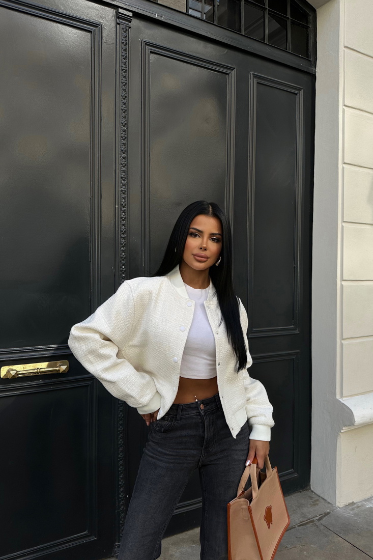 Beyaz Önü Düğmeli Ceket ATE8460 - EYYO