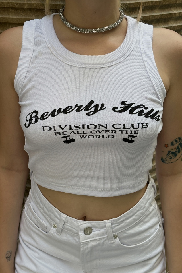 Beyaz Önü Yazılı Crop Top ATE7653 - 2