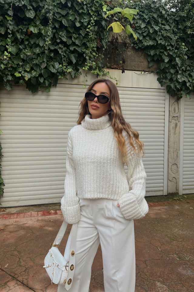 Beyaz Örme Kazak ATE2654 - 3