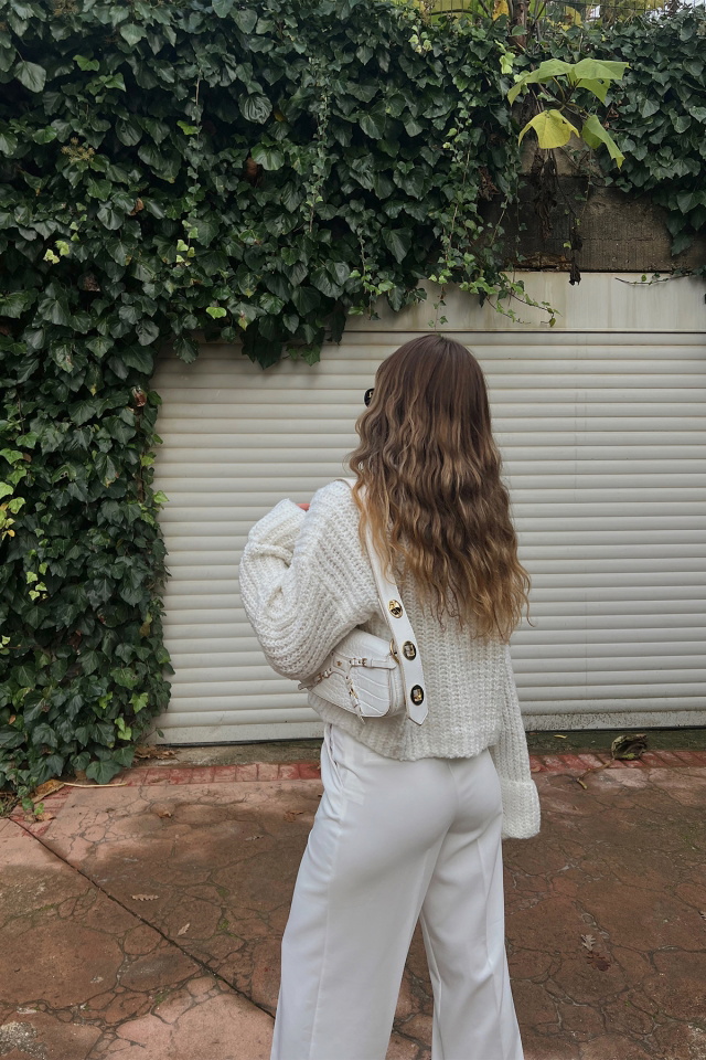 Beyaz Örme Kazak ATE2654 - 4