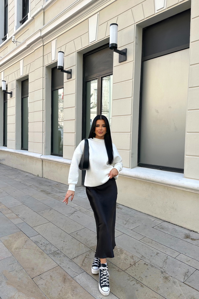 Beyaz Oversize Arkası Baskılı Sweat ATE-0879 - 4