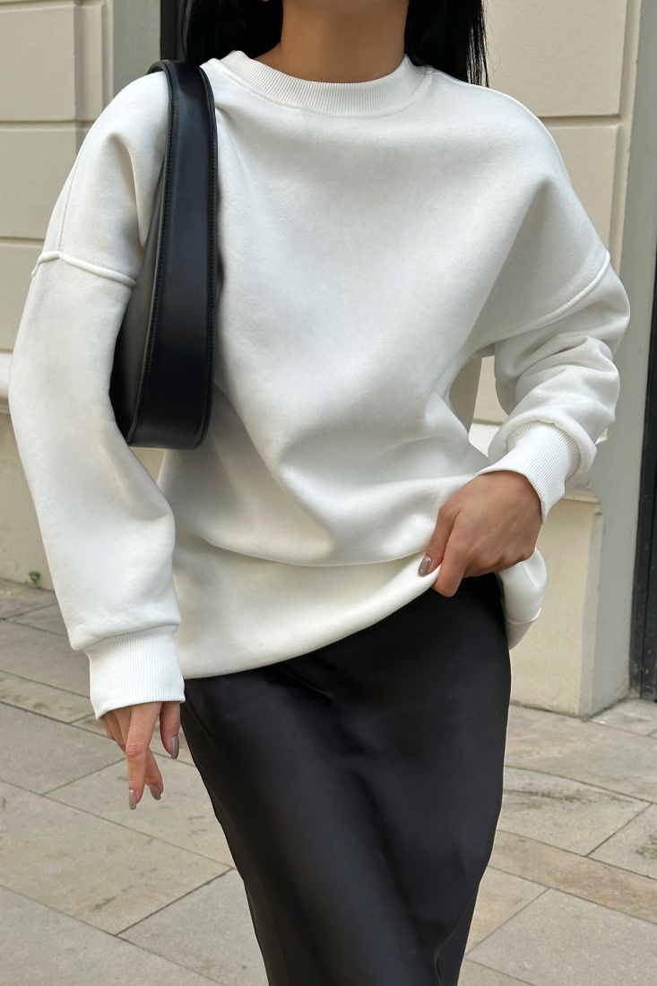 Beyaz Oversize Arkası Baskılı Sweat ATE-0879 - EYYO