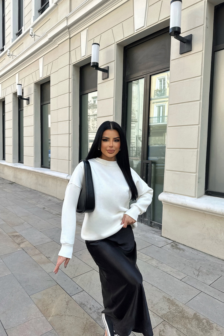 Beyaz Oversize Arkası Baskılı Sweat ATE-0879 - EYYO