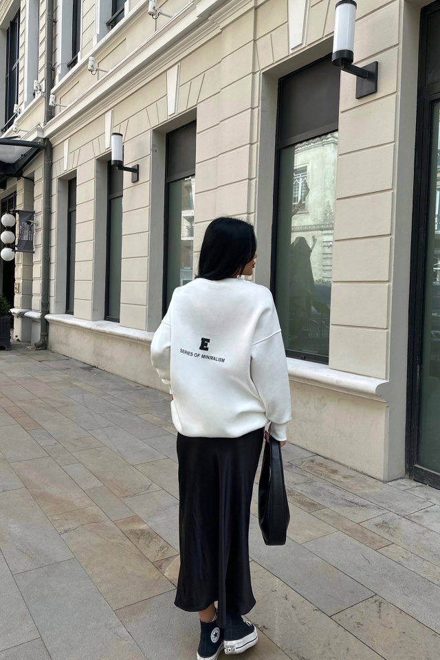 Beyaz Oversize Arkası Baskılı Sweat ATE-0879 - 5