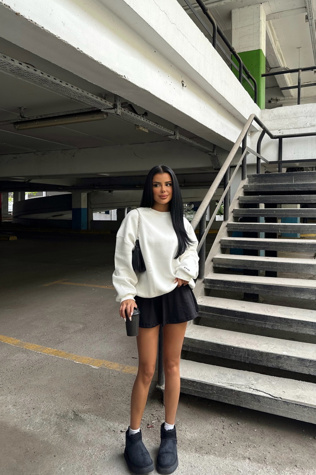 Beyaz Oversize Basic Sweat ATE2520 - 5
