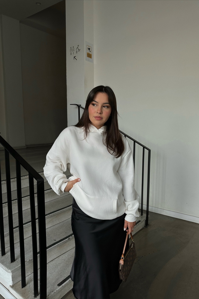 Beyaz Oversize Sweat ATE3407 - 2