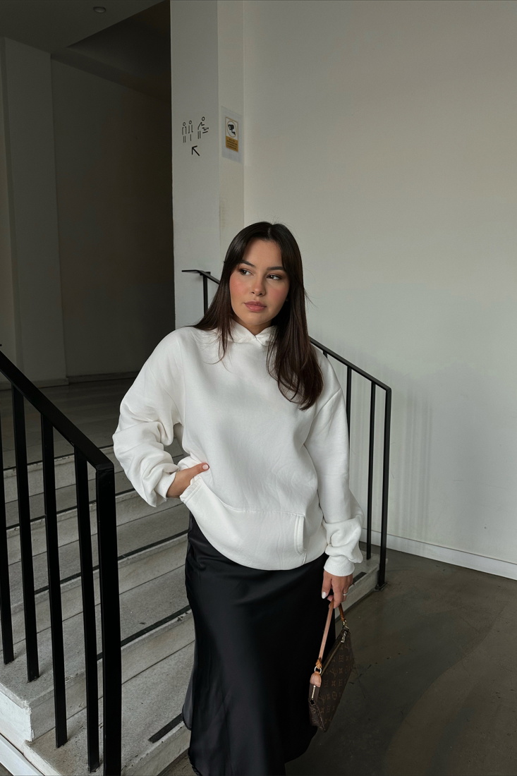 Beyaz Oversize Sweat ATE3407 - UĞUR ERDURAN