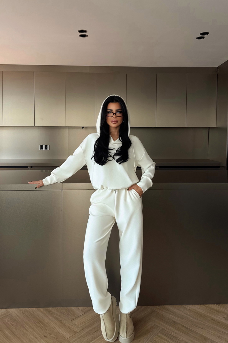 Beyaz Aislin Eşofman Takımı ATE-2264 - EYYO