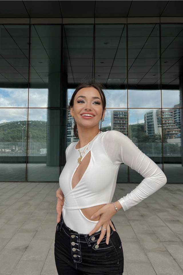 Beyaz Pencere Detay Bodysuit ATE4367 - 4