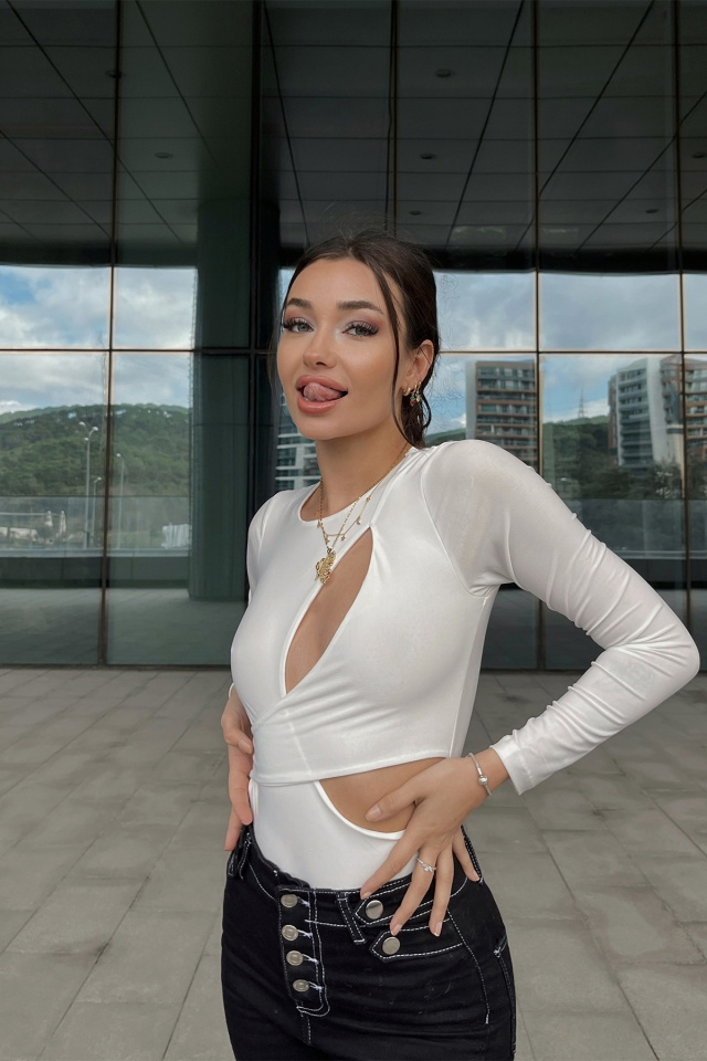 Beyaz Pencere Detay Bodysuit ATE4367 - 5