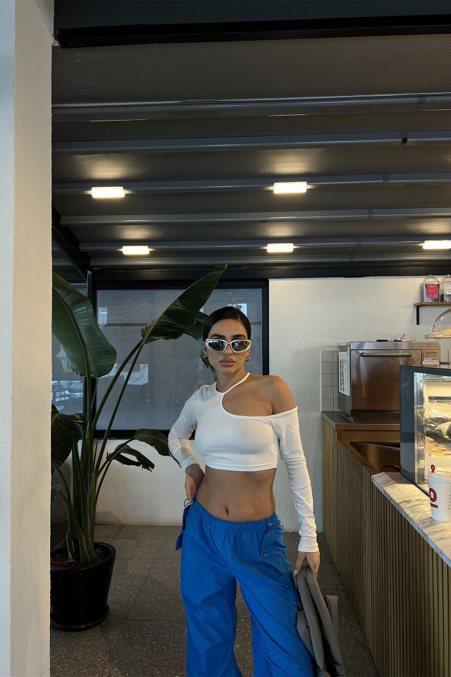 Beyaz Pencere Detay Crop Top ATE3266 - 4