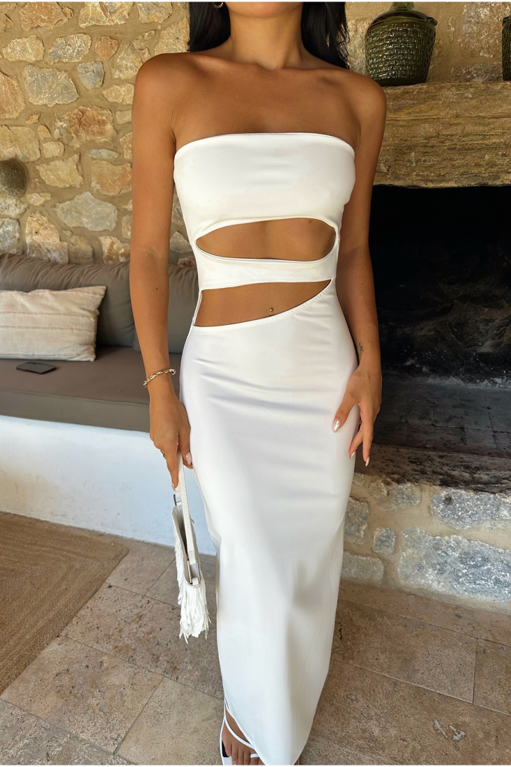 Beyaz Pencere Detay Elbise ATE8183 - EYYO