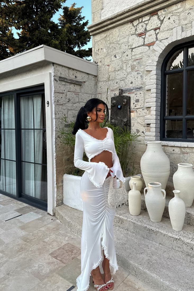 Beyaz Lotte Elbise ATE-1272 - EYYO