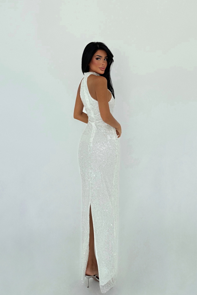 Beyaz Shion Payetli Elbise ATE-3315 - 3