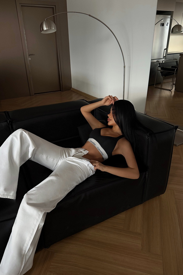 Beyaz Yüksek Bel Jean ATE-4680 