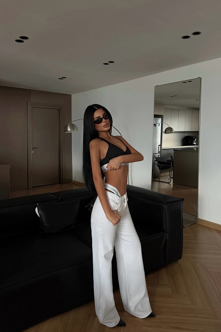 Beyaz Yüksek Bel Jean ATE-4680 - EYYO