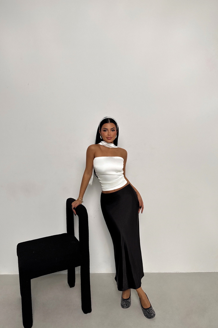 Beyaz Harin Fularlı Bluz ATE-1311 - EYYO
