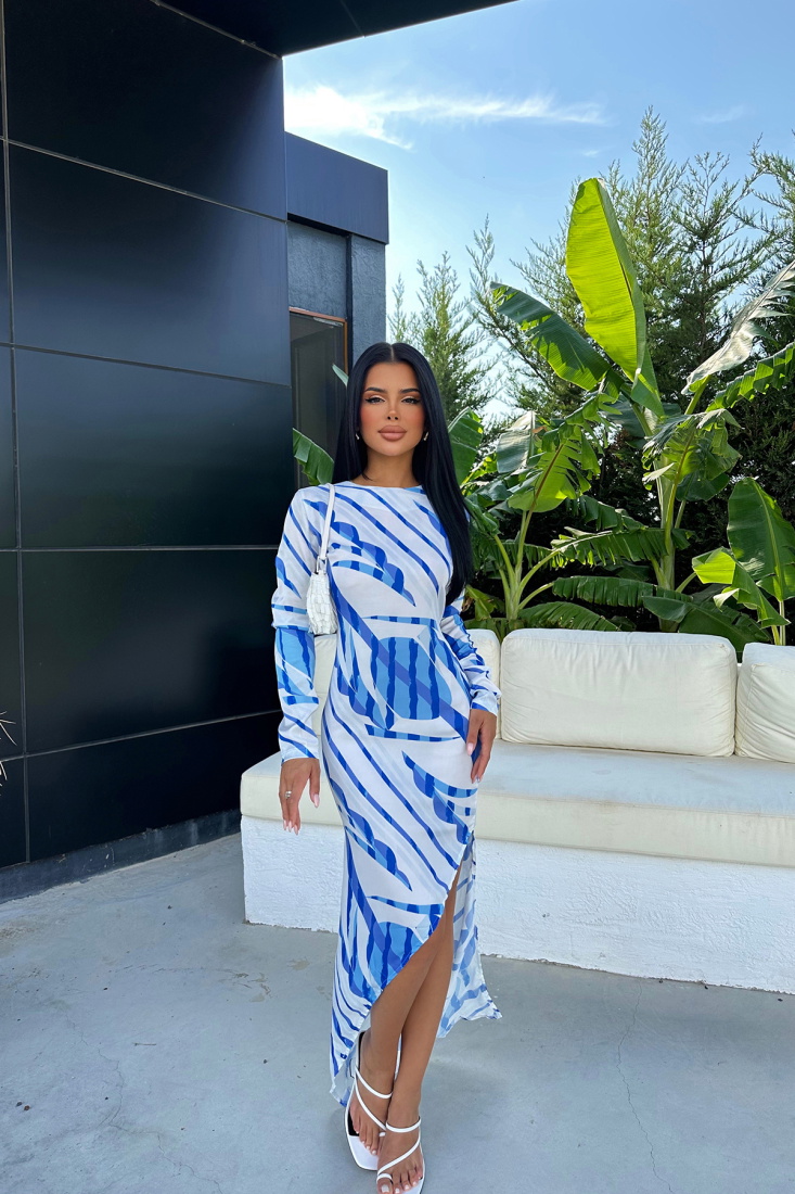 Beyaz Sırt Detay Elbise ATE4292 - EYYO