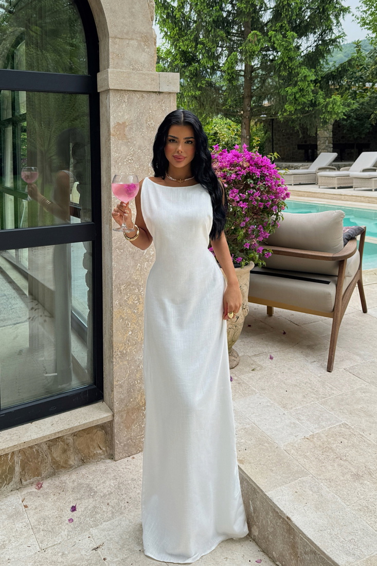 Beyaz Carien Elbise ATE-1097 - EYYO