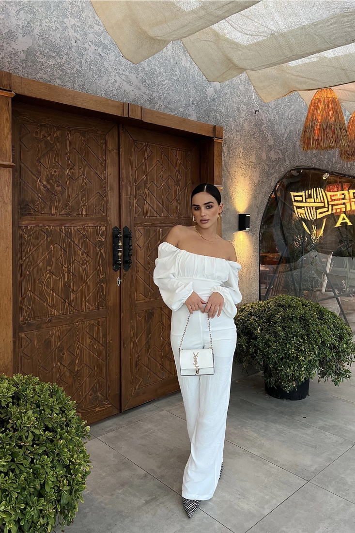 Beyaz Sırtı Bağlamalı Tulum ATE2563 - EYYO