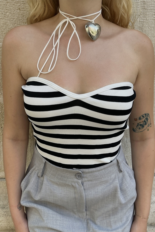 Beyaz Straplez Crop Top ATE7660 - 2