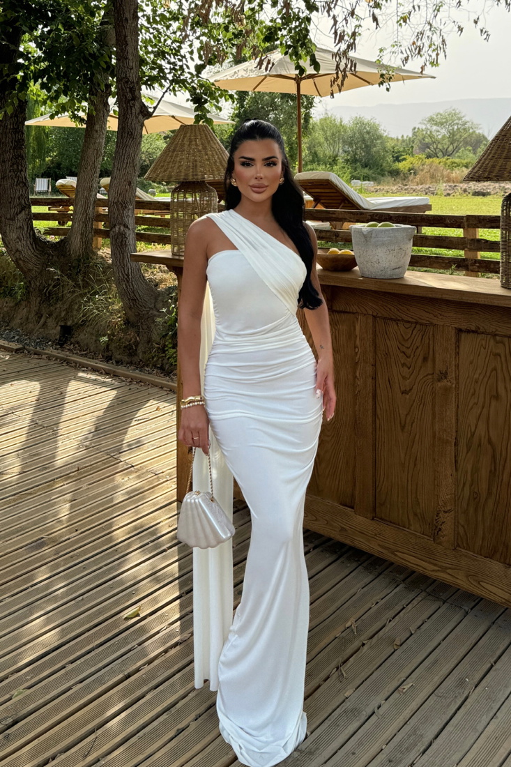 Beyaz Coraline Çok Çeşit Bağlamalı Elbise ATE-1179 - EYYO