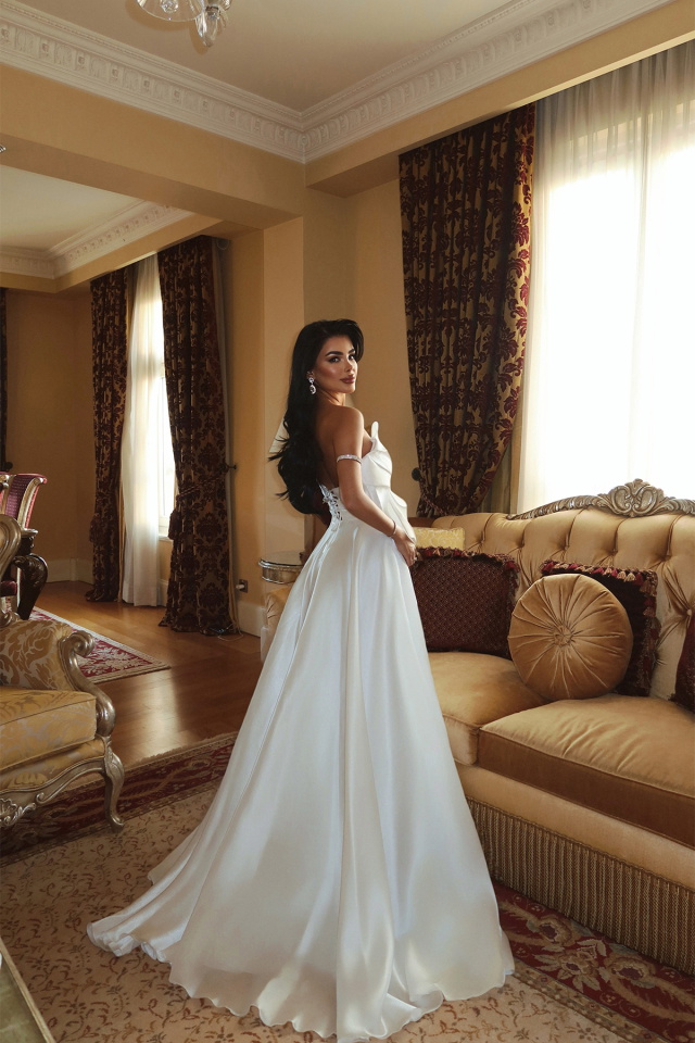 Beyaz Straplez Uzun Abiye ATE-2981 - 4