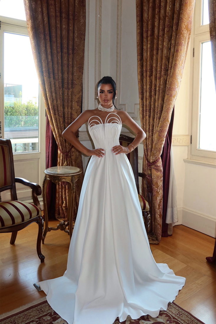 Beyaz Alivia Uzun Abiye ATE-3273 - EYYO