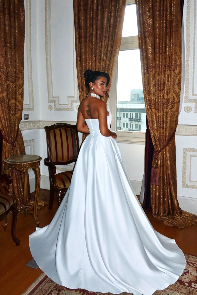 Beyaz Alivia Uzun Abiye ATE-3273 - 5