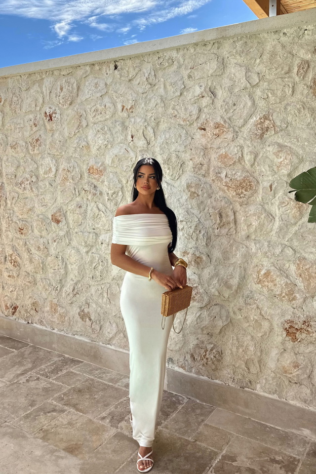 Beyaz Brunella Sırt Detaylı Elbise ATE-0984 - 4