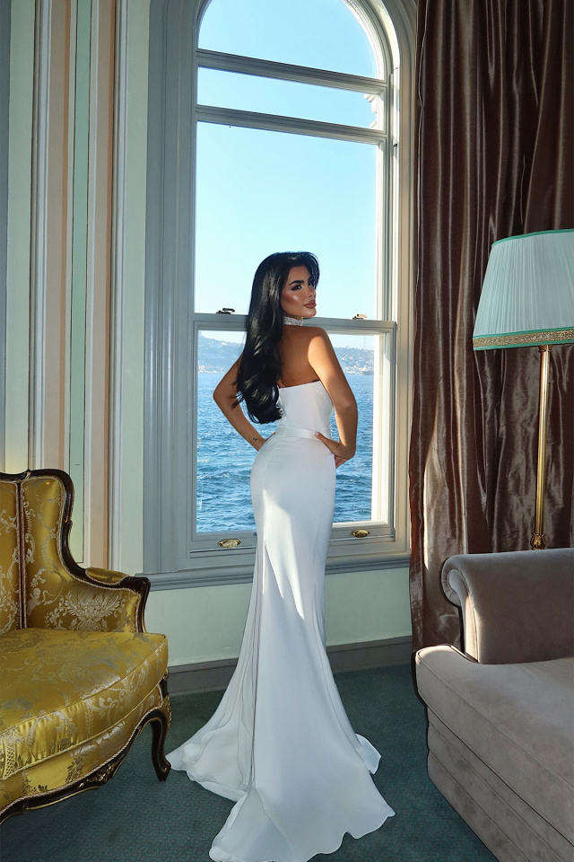 Beyaz Elodie Uzun Abiye ATE-3384 - 5