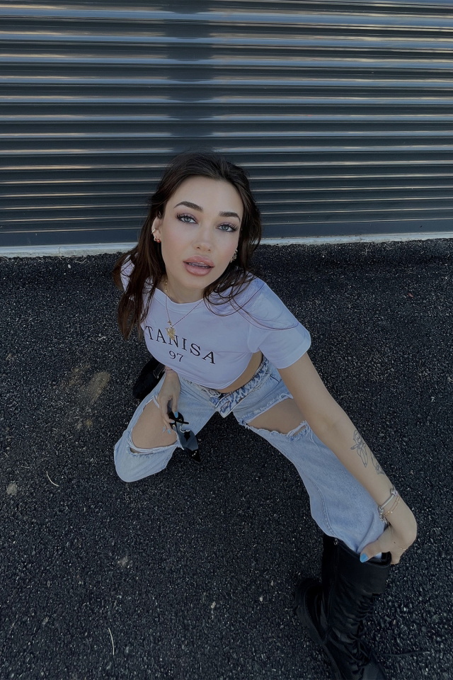 Beyaz Tanisa Yazılı Crop Top ATE4624 - 7